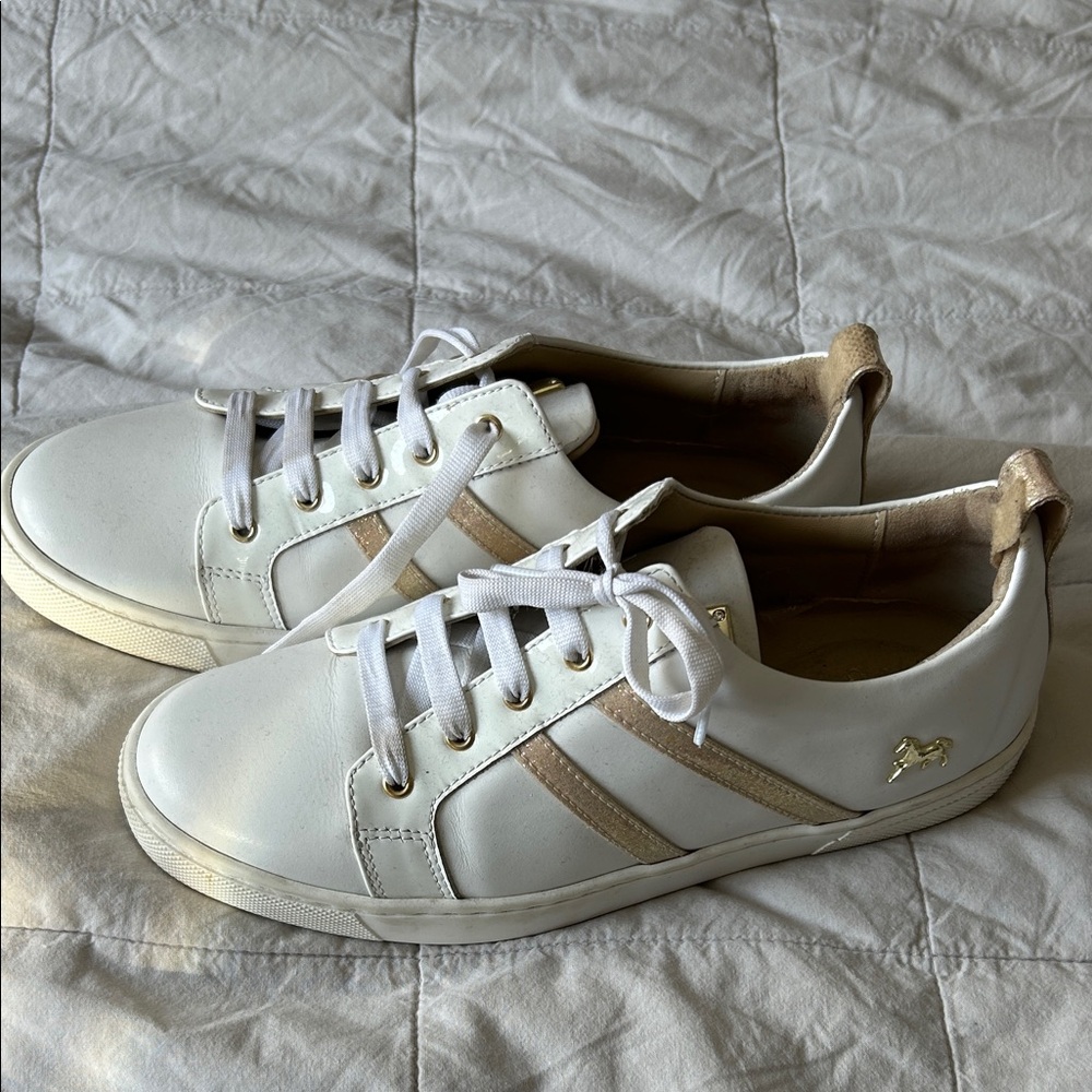 Cavalinho White and Tan Sneakers with Gold Logo